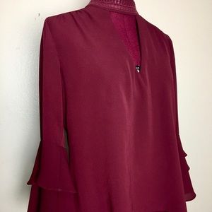 SOLD- Maroon Layered Flare Sleeved Blouse